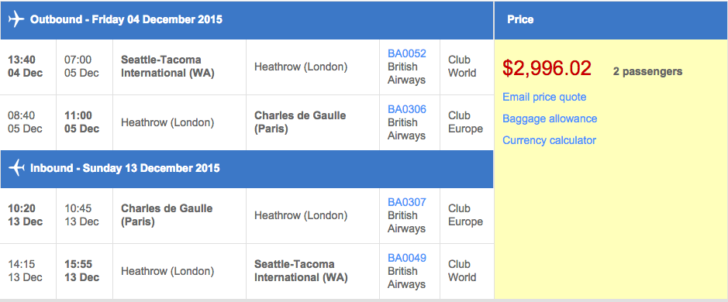 BA discounted fare