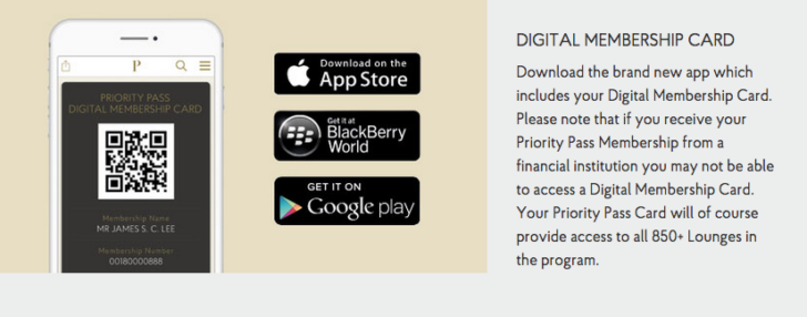Priority Pass mobile app