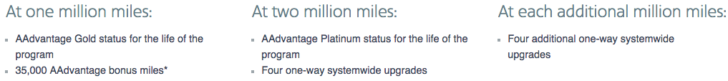 American Airlines million miler status