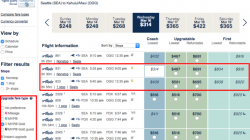 a screenshot of a flight schedule