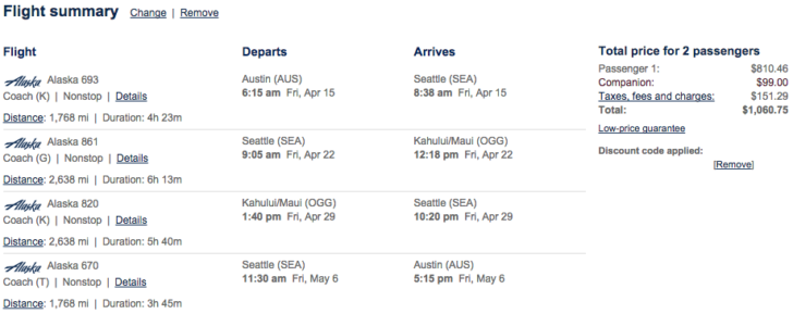 Alaska Companion Fare stopovers