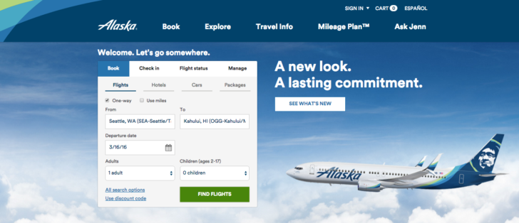 Alaska airlines new website