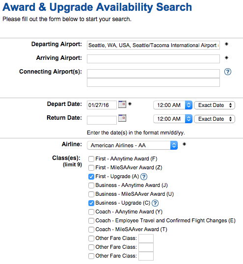 aa award travel upgrades