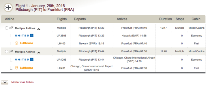 LifeMiles Mixed Cabin Itinerary