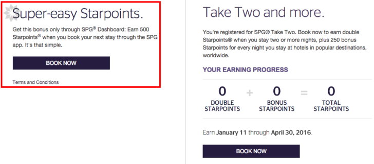 Starwood Dashboard Offer