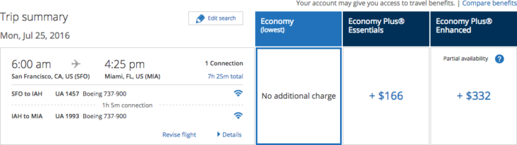 united economy travel credit