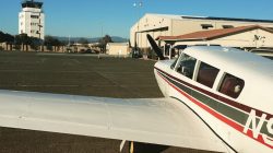 a plane parked on a runway