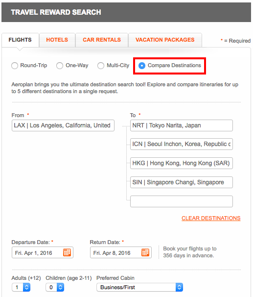 Aeroplan award search 10