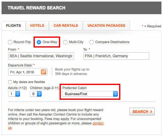 Aeroplan award search 3