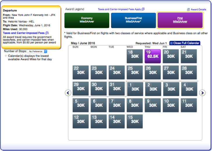 American Airlines award search 10