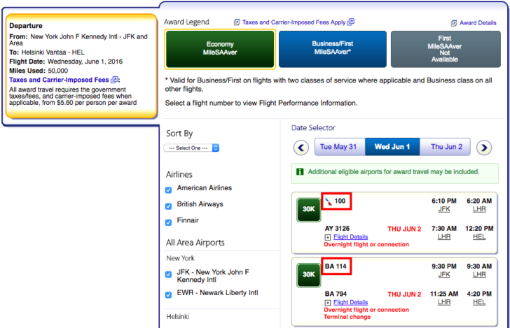 American Airlines award search 11