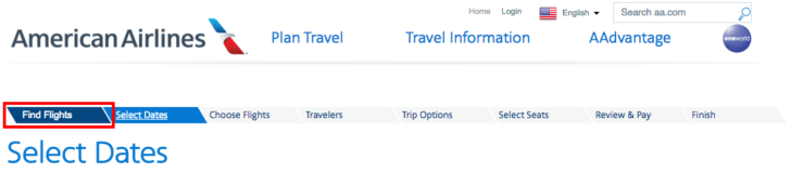 American Airlines award search 15