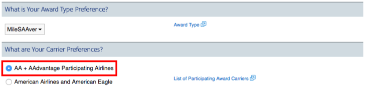 American Airlines award search 16
