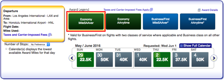 American Airlines award search 2