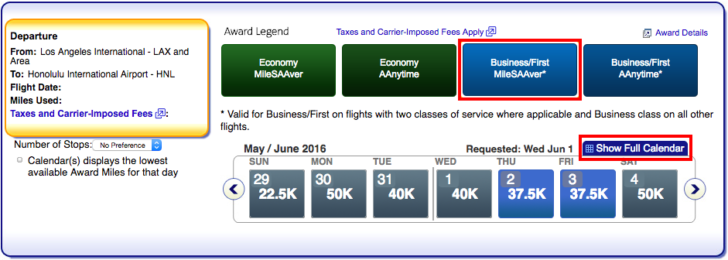 American Airlines award search 3