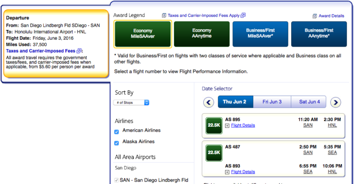 American Airlines award search 6