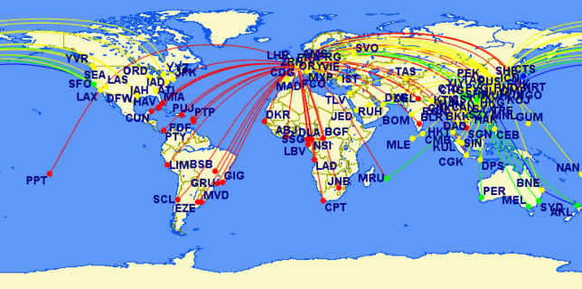 Skyteam First Class Routes