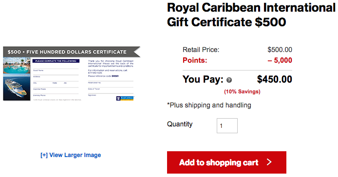 Royal Caribbean gift card