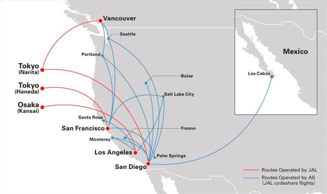 JAL route map