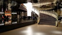 a spiral staircase in a building