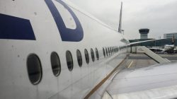 a close up of a plane