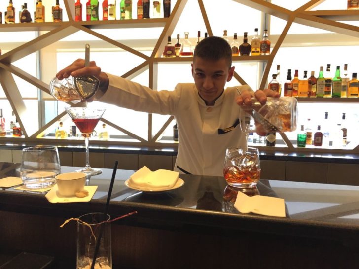 Etihad First Class lounge bar tender