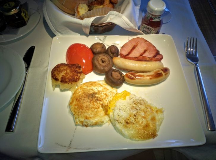 Cathay Pacific First Class breakfast