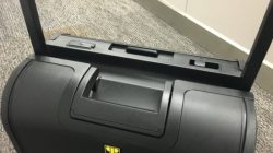a black suitcase with a handle