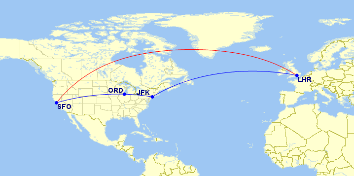 British Airways routing