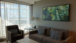 a living room with a couch and a coffee table