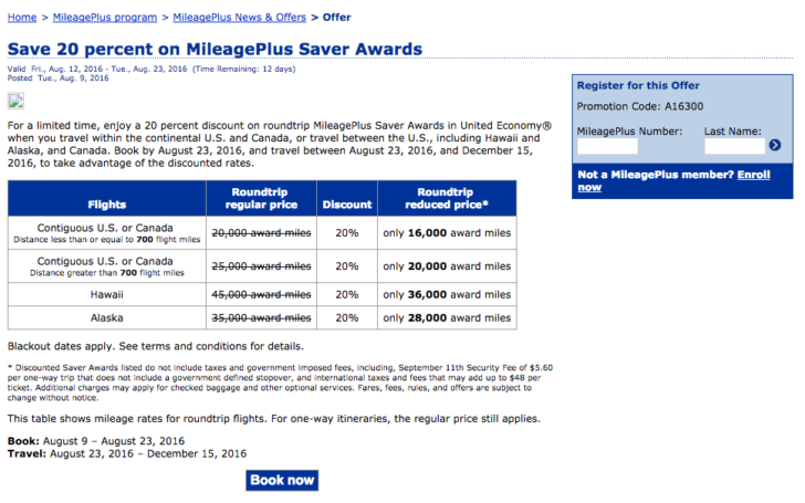 UA Discounted Mileage Awards