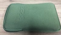 a green bag with a zipper