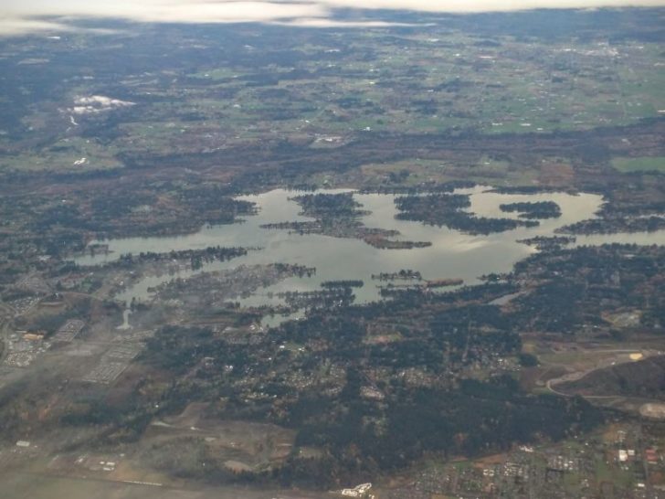 A view from Alaska Airlines Flight of Lake Tapps