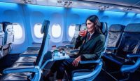 a woman sitting in an airplane