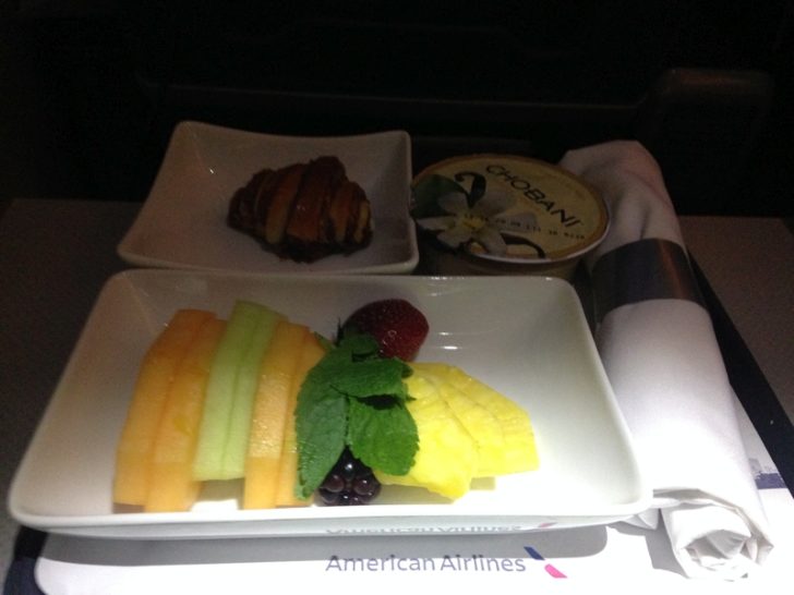 American Airlines Premium Economy breakfast