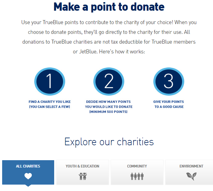 JetBlue donation page