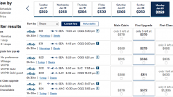 a screenshot of a flight schedule