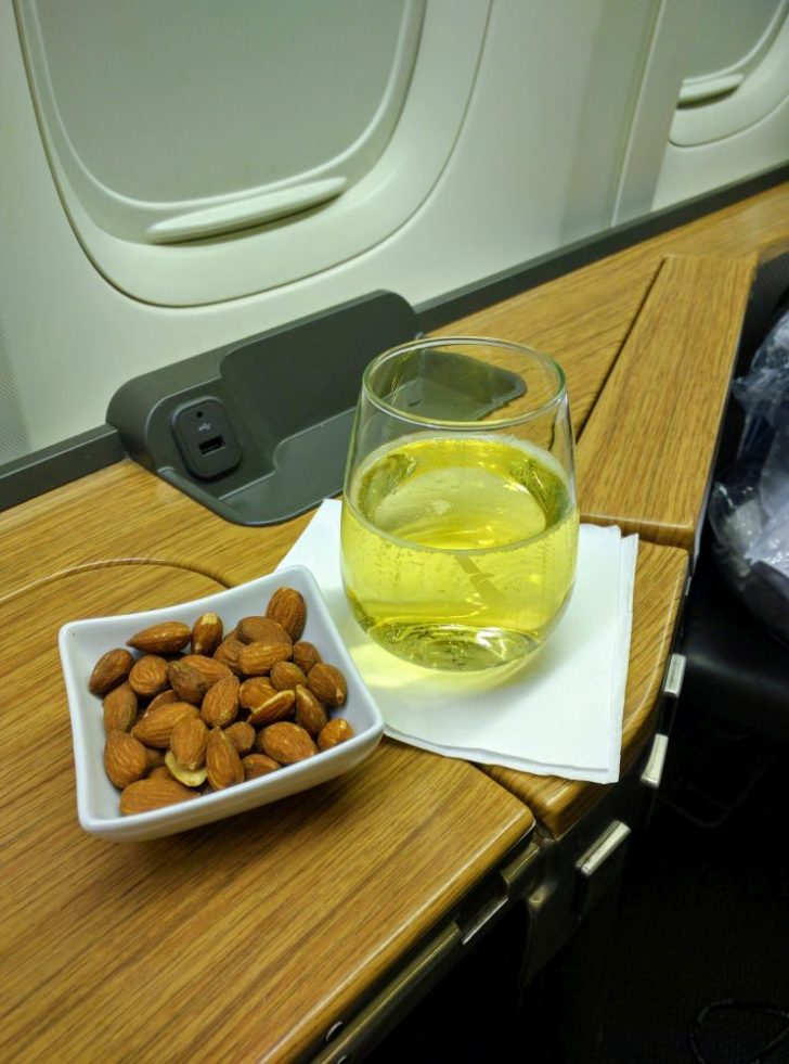 American Airlines First class 777-300er welcome drink