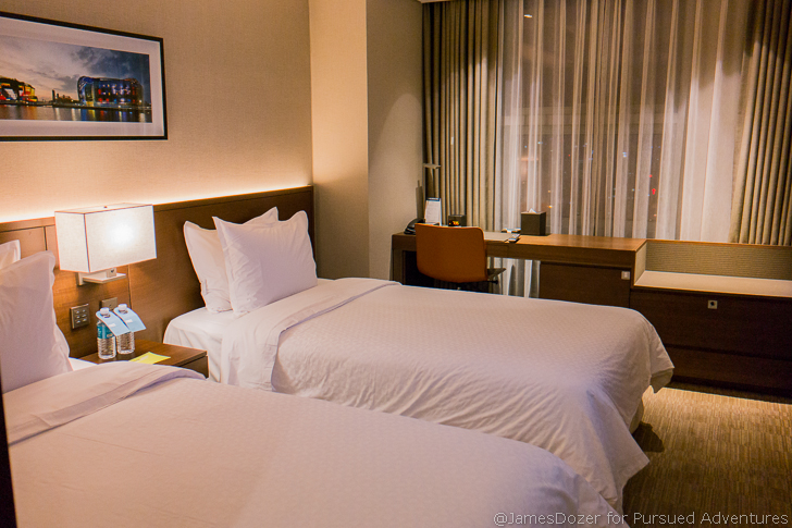 two beds in a hotel room