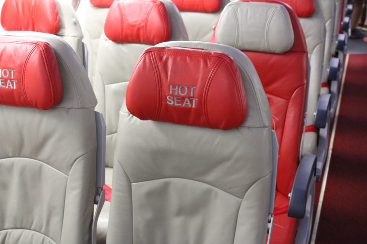 a red and white seats