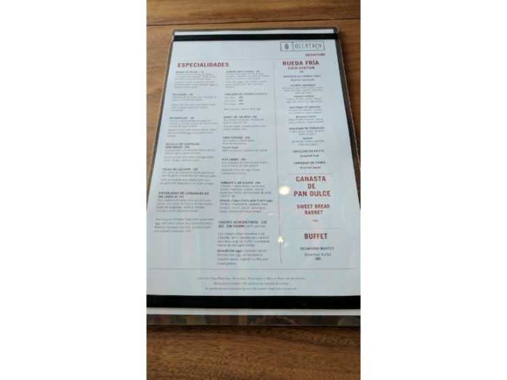 a menu on a table