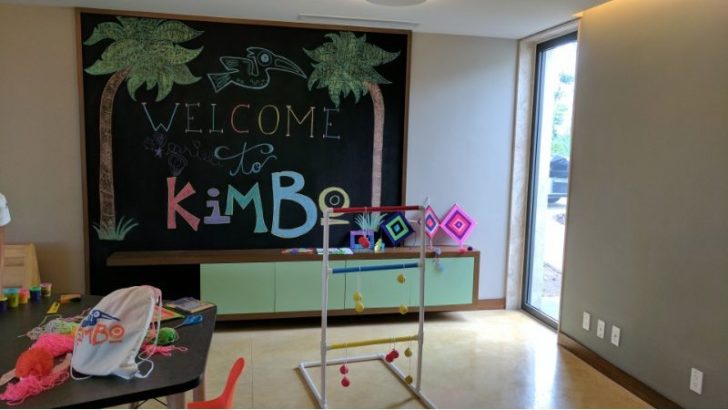 a room with a chalkboard