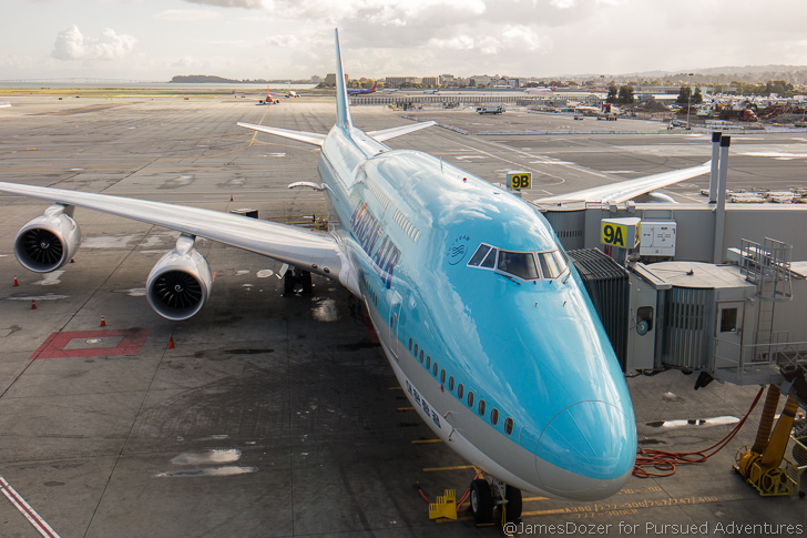 Korean Air Boeing 747-8 parked at SFO