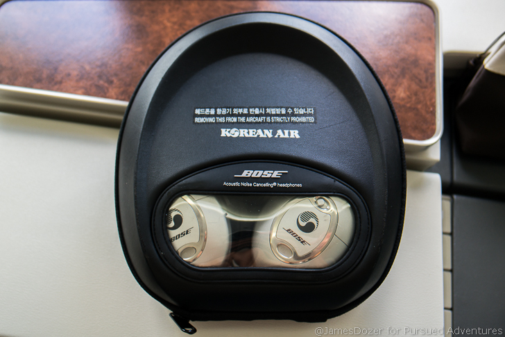 Korean Air First Class Bose headphones