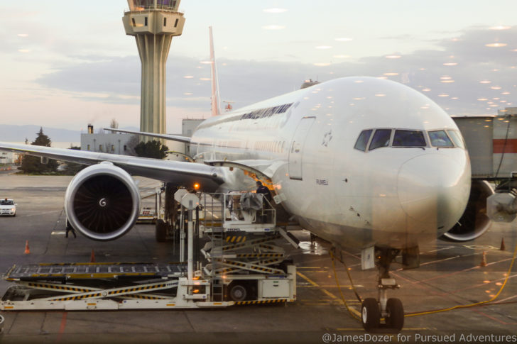 Turkish Airlines Boeing 777-300ER parked at Istanbul Ataturk Airport