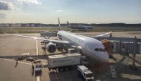 an airplane parked at an airport