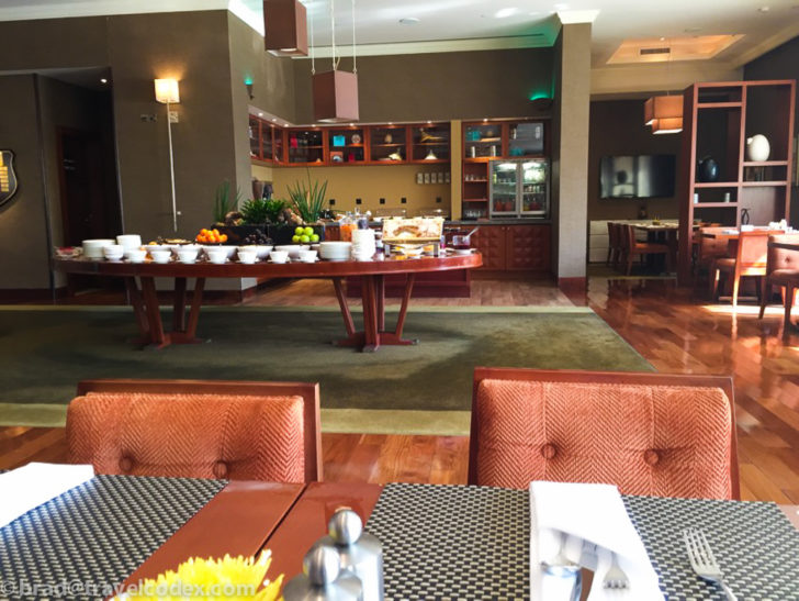 a room with a table of food