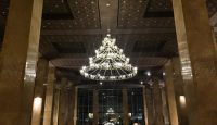 a chandelier in a room