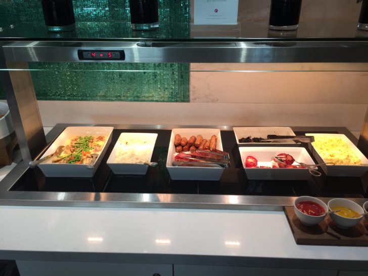 food in a buffet line