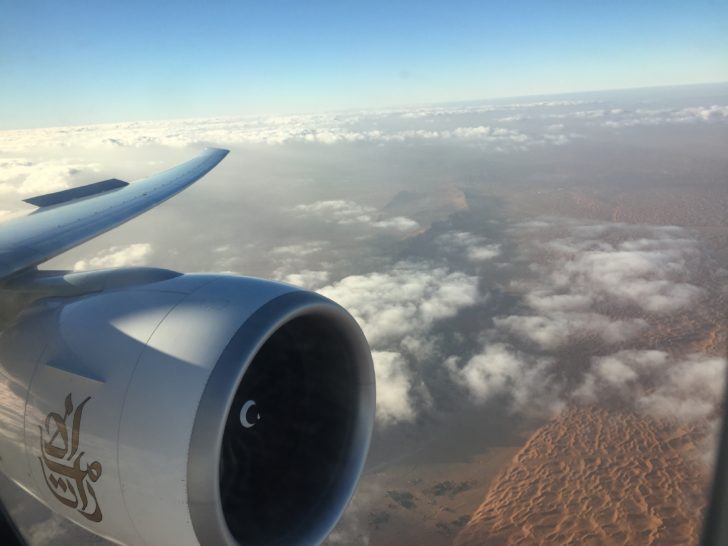 an airplane wing with a large engine